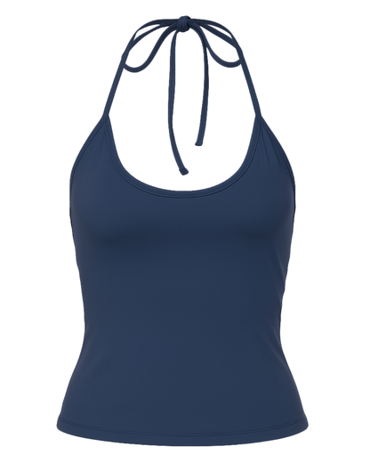 Navy Halter Tie Bra Tank