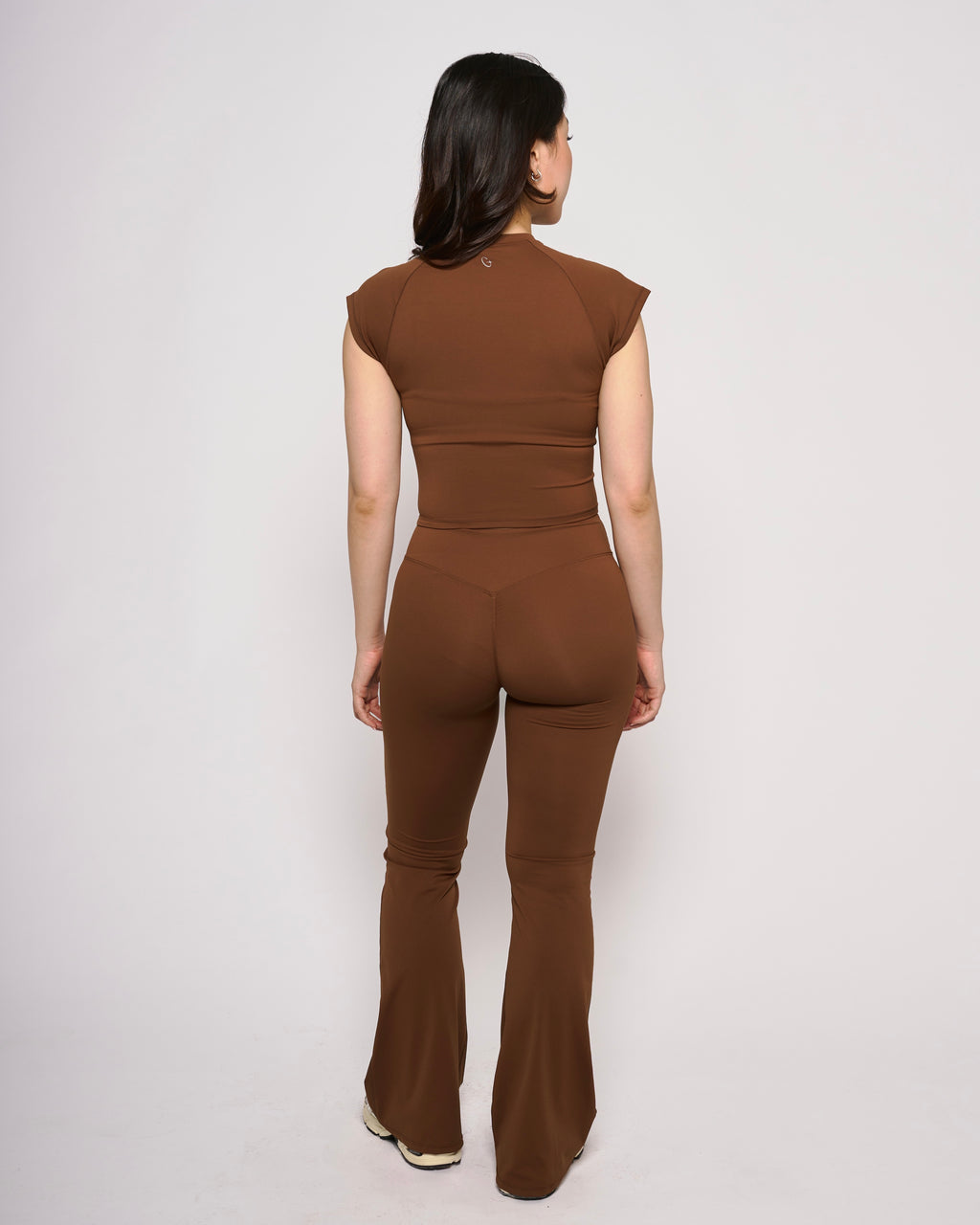 Brown Basic V-shape Flare Leggings