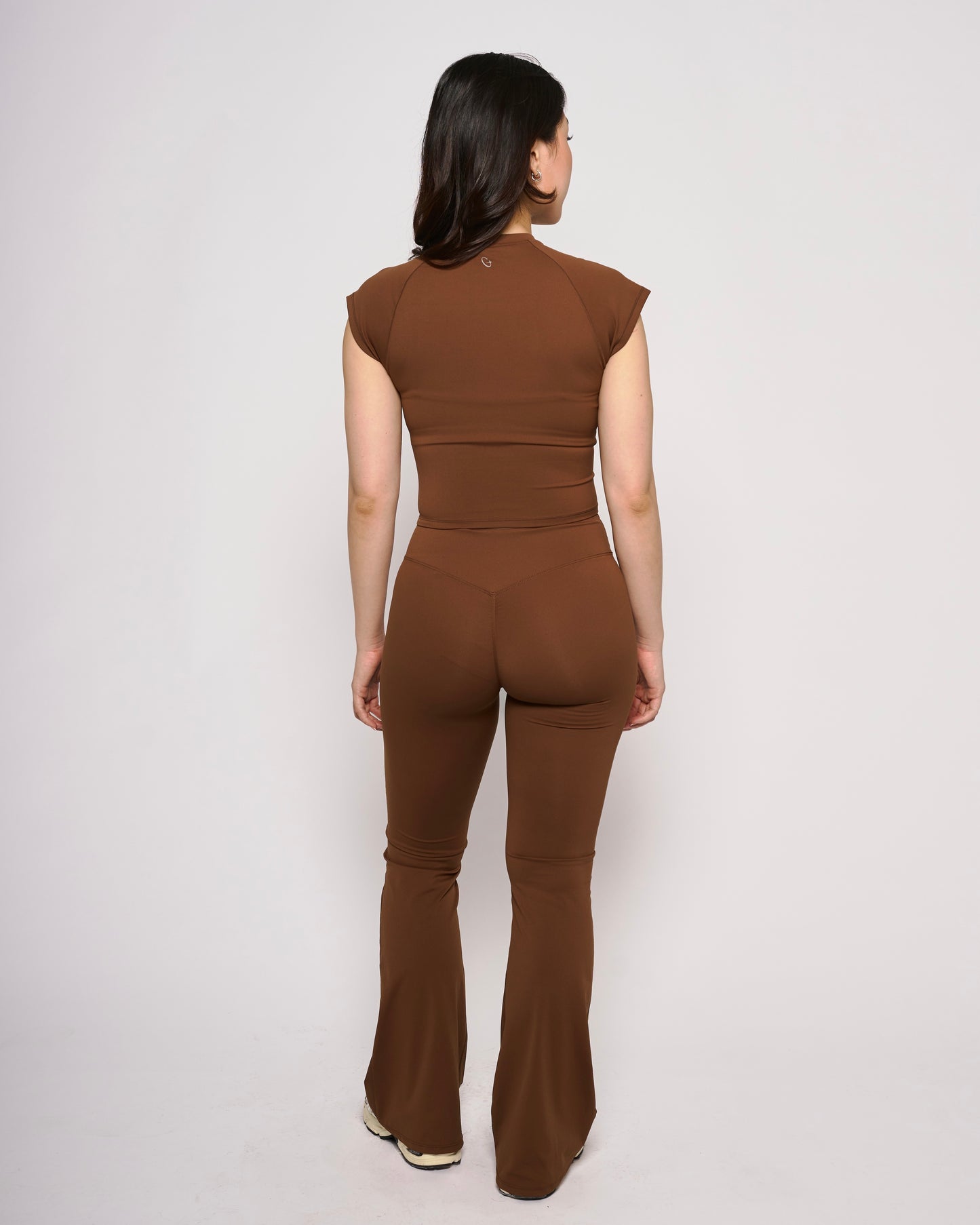 Brown Basic V-shape Flare Leggings