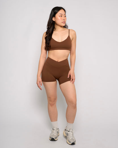 Brown Basic V-shape Biker Shorts