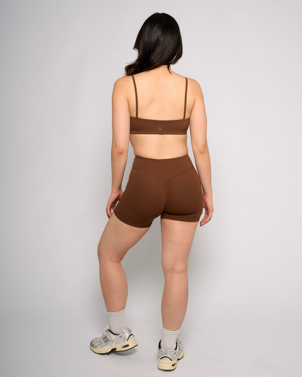 Brown Basic V-shape Biker Shorts