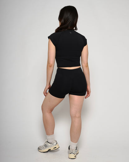 Black Basic V-shape Biker Shorts