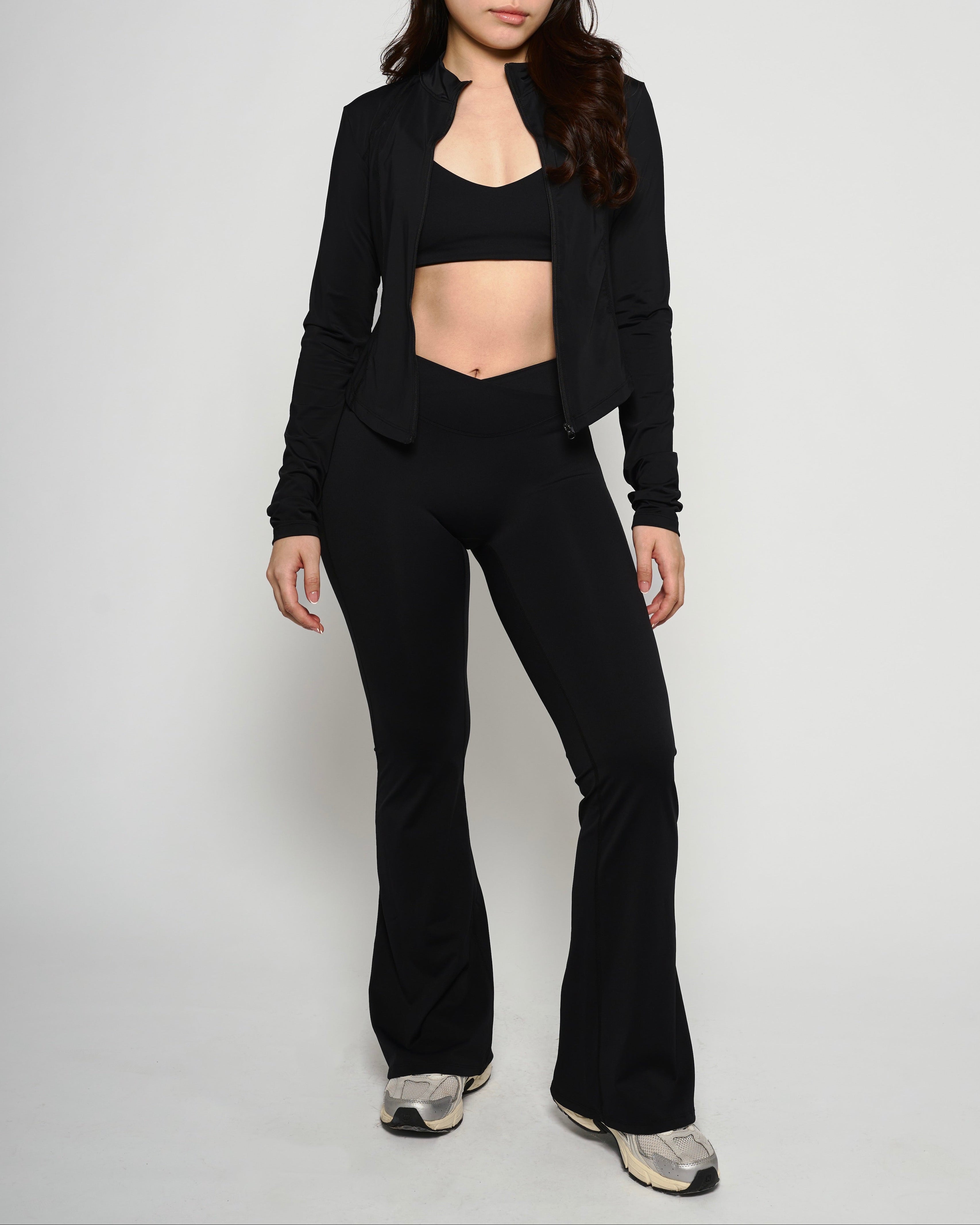 Black Cropped Slim Fit Jacket