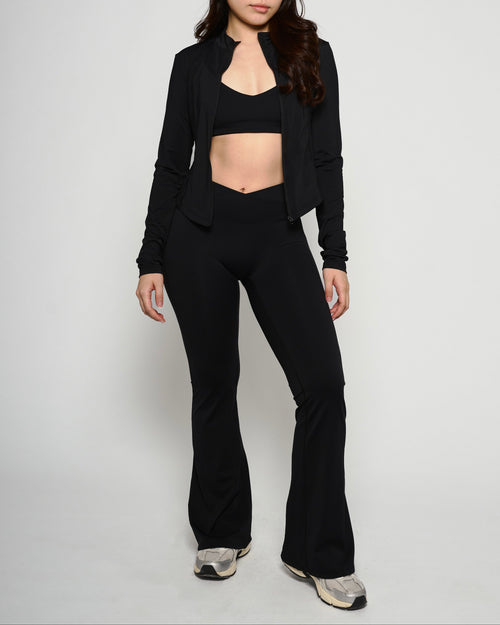 Black Cropped Slim Fit Jacket