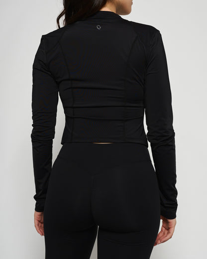 Black Cropped Slim Fit Jacket