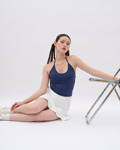 Navy Halter Tie Bra Tank