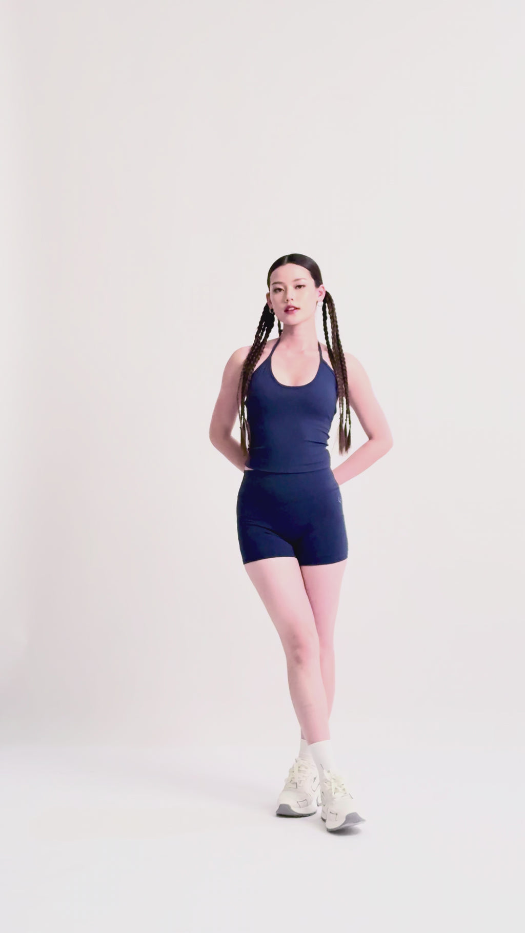 Navy Halter Tie Bra Tank
