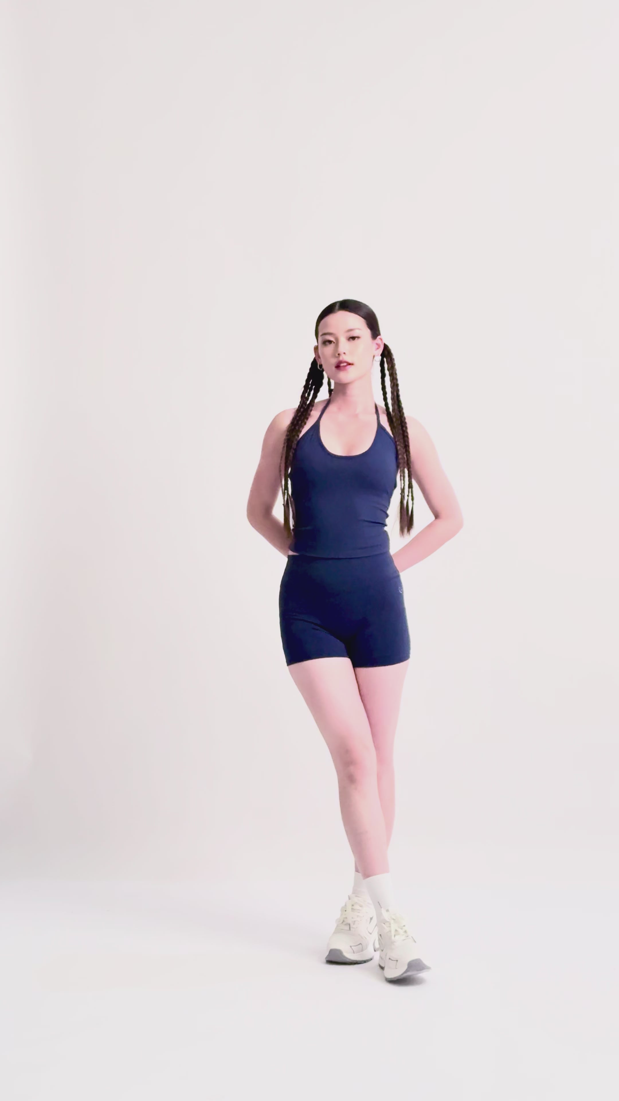 Navy Halter Tie Bra Tank